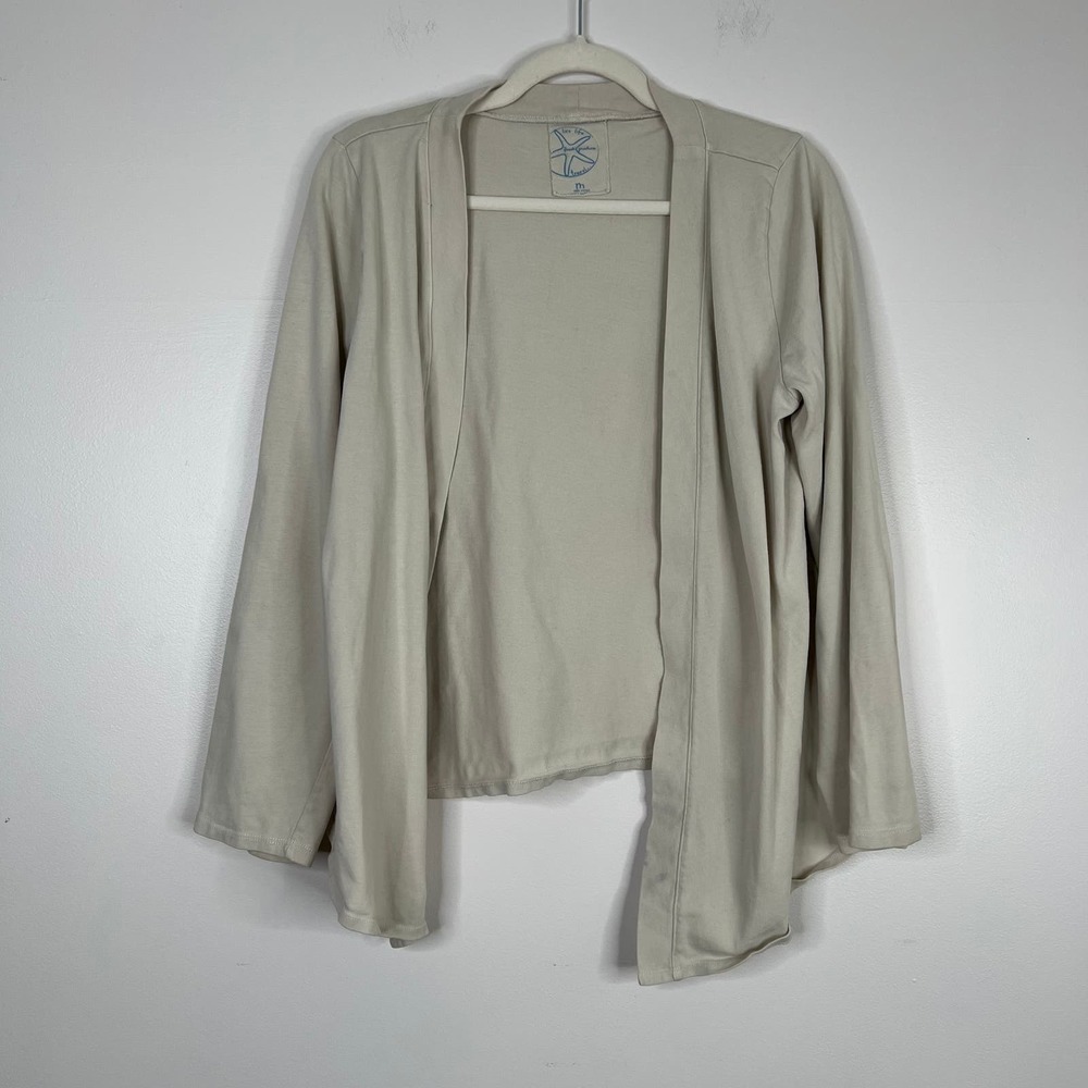 Fresh Produce Open Front Slightly Cropped Cardigan Beige Long Sleeve Sz Medium‎